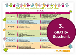 GRATIS-Geschenk Nr. 3: das praktische Handout Die Entwicklung von Kindern im Alter von 1 bis 3